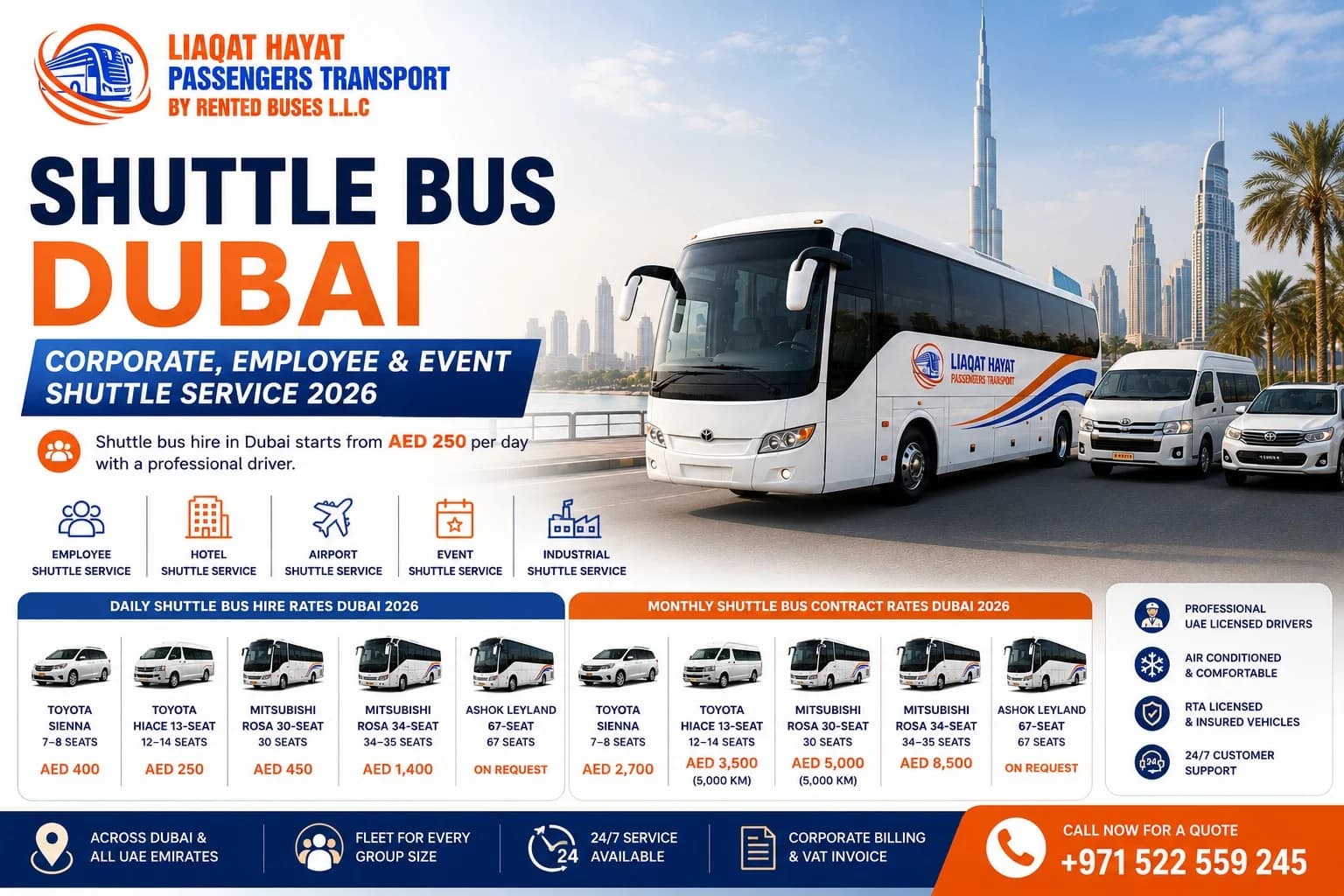 Shuttle Bus Dubai Corporate, Employee & Event Shuttle Service 2026